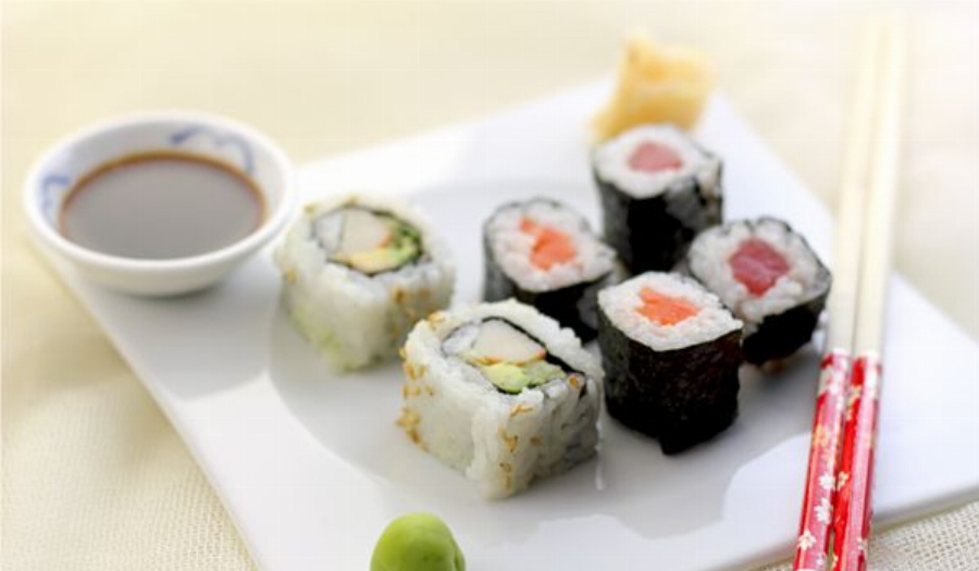 California Sushi Rolls and Tuna and Salmon Sushi