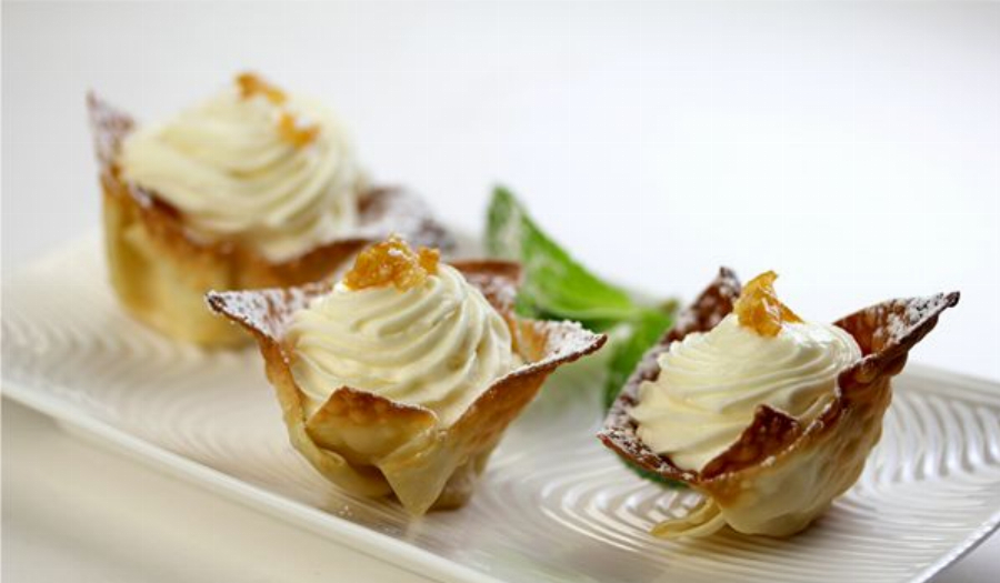 Meyer Lemon Mousse in Wonton Cups