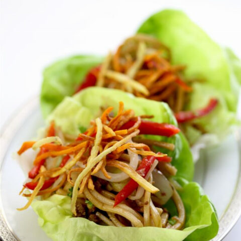 Hakka Noodles in Lettuce Cups