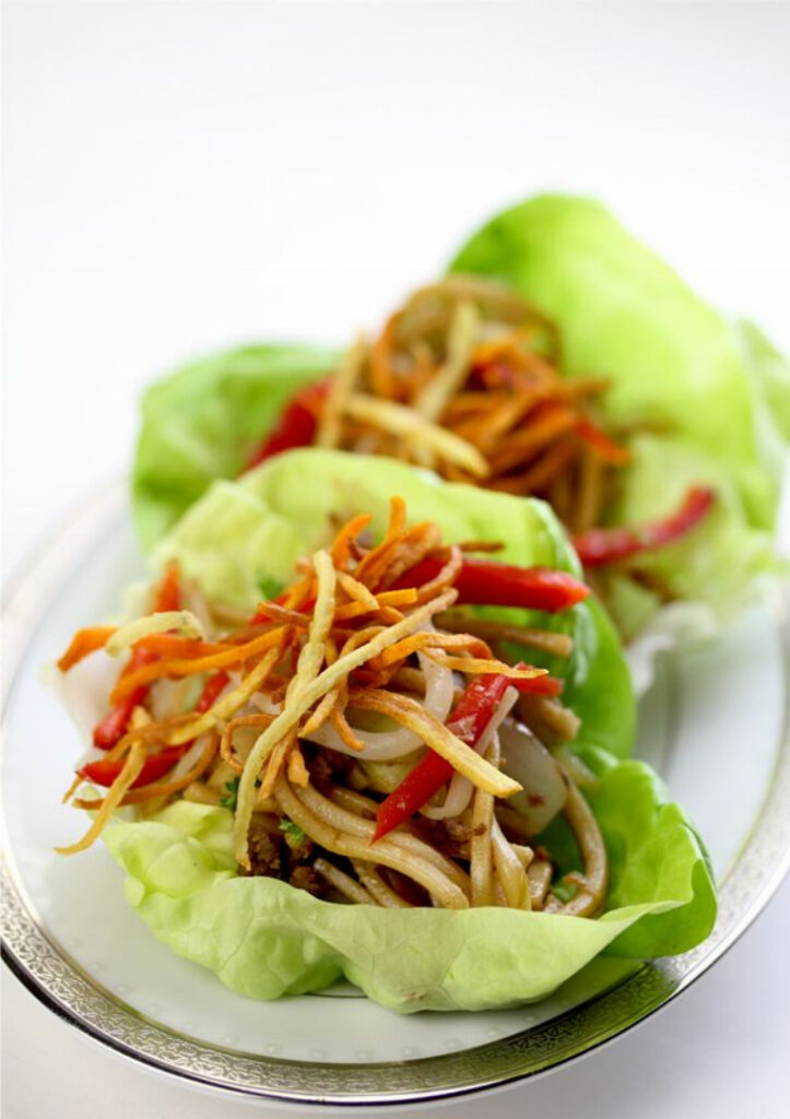 Hakka Noodles in Lettuce Cups