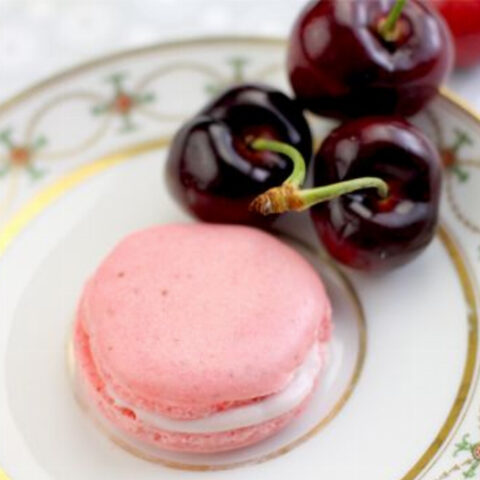 French Macarons flavored with Cherries