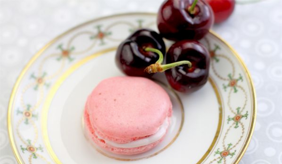 French Macarons flavored with Cherries