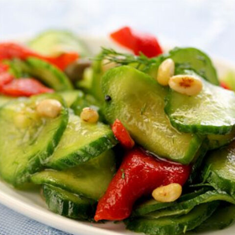 Roasted Bell Pepper and Cucumber Dill Salad Recipe