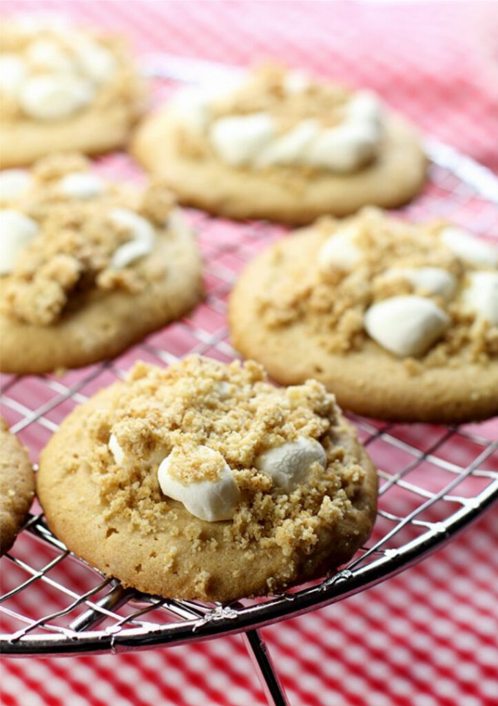 Peanut Butter Cookies with Marshmallow Peanut Crumb Topping