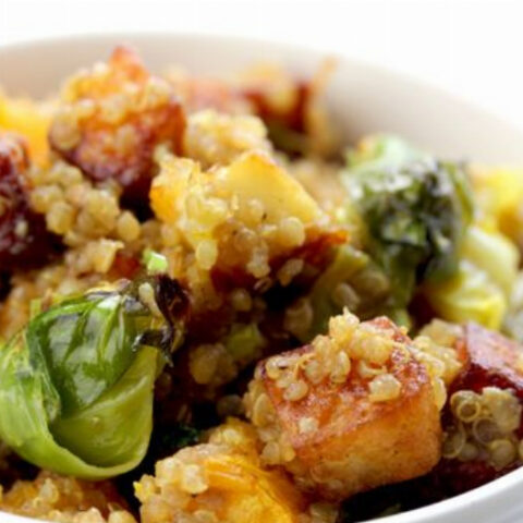 Paneer, Brussel Sprout and Butternut Squash Quinoa Recipe