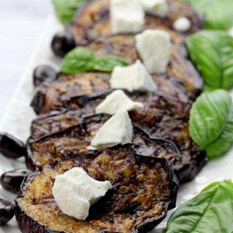 Fried Egpplant with Balsamic Coffee Reduction