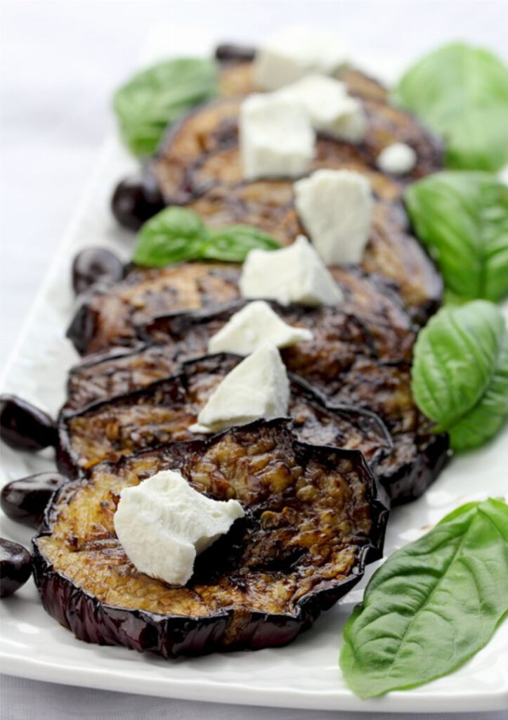 Fried Egpplant with Balsamic Coffee Reduction