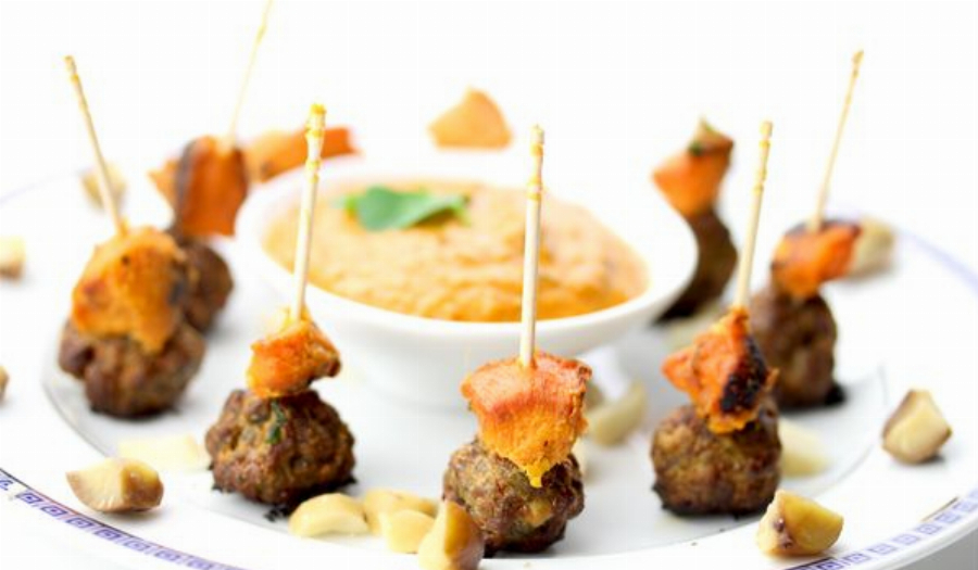 Meatball Appetizers with Sweet Potatoes