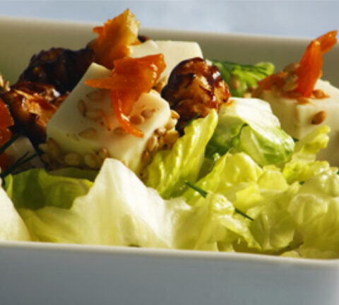 Fresh Garden Salad served with Sesame Persian Cheese and Candied Walnuts