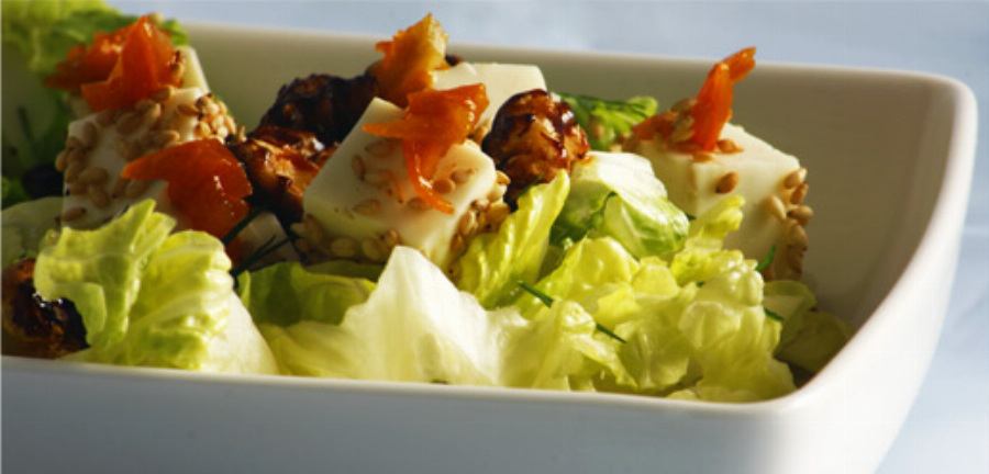 Fresh Garden Salad served with Sesame Persian Cheese and Candied Walnuts