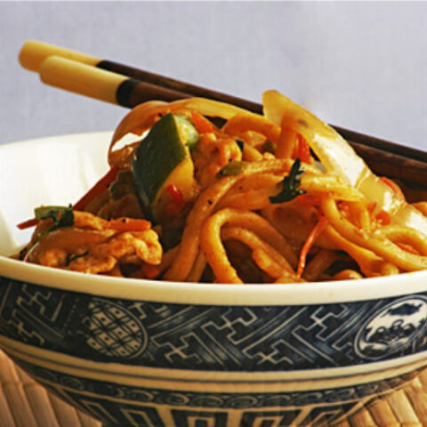 Vegetarian Chow Mein (Chinese Sauteed Noodles with Tofu and Vegetables)