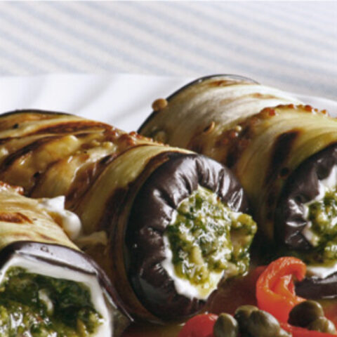 Roules d'Aubergines au Chevre (Goat Cheese Eggplant Rollups)