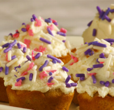 Mini Madeleine Muffins with Meyer Lemon Icing