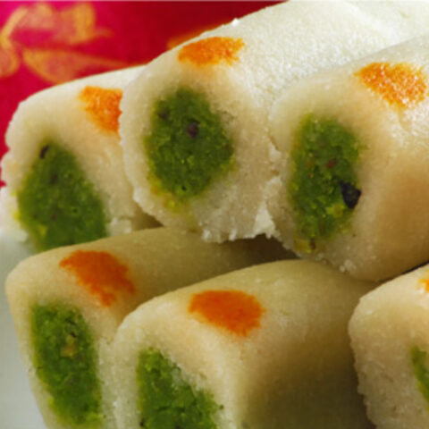 Kaju Pista Rolls (Indian Cashew and Pistachio Sweets)