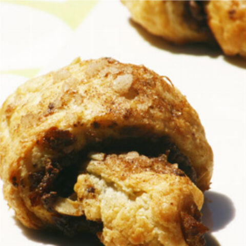 Date, Hazelnut and Chocolate filled Croissant-Shaped Rugelach