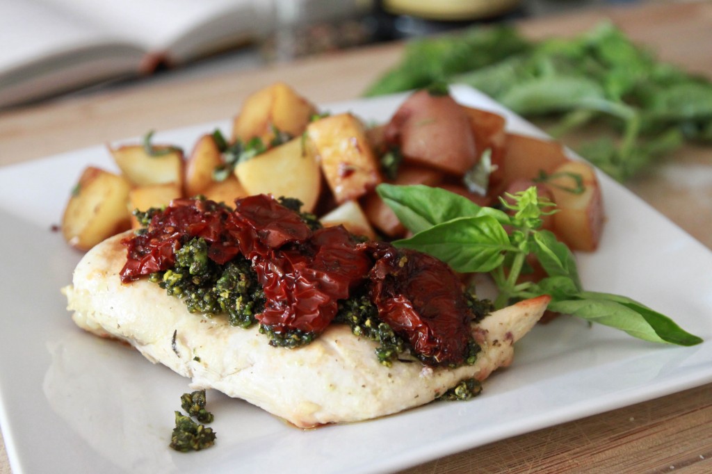 Chicken with Pistachio Pesto and Sun Dried Tomatoes