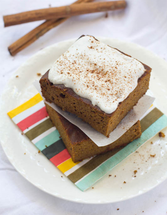 Grain Free Sugar Free Pumpkin Bars with Coconut Whipped Cream