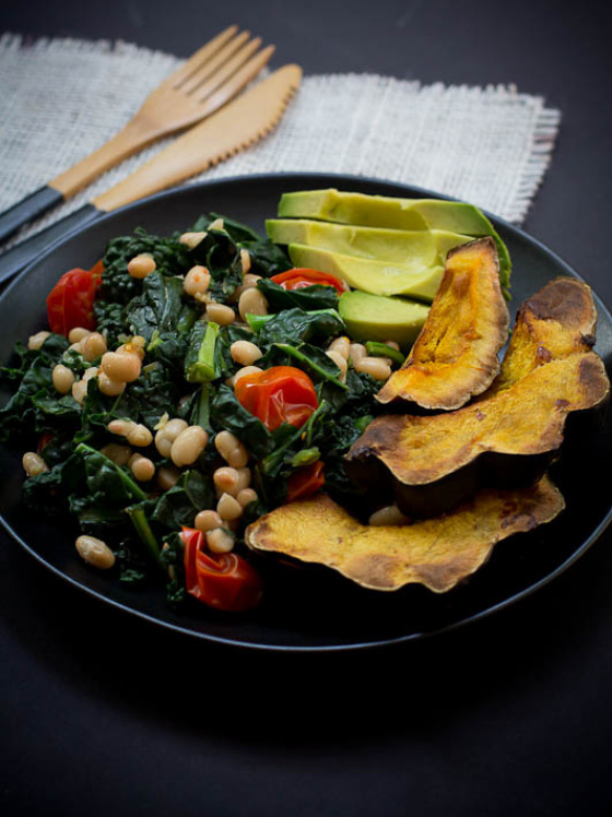 Garlicky Kale with White Beans and Tomatoes