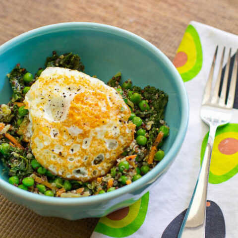 One Pot Veggie Quinoa Bowl with Fried Egg Topper