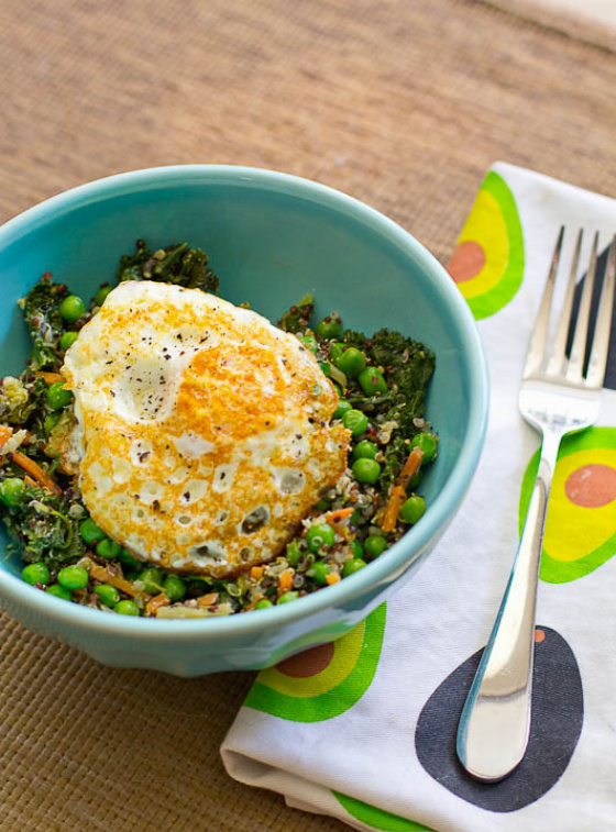 One Pot Veggie Quinoa Bowl with Fried Egg Topper