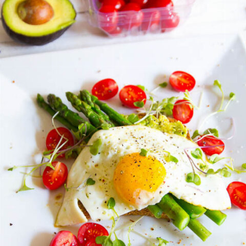 Healthy Egg and Avocado Sandwich with Asparagus