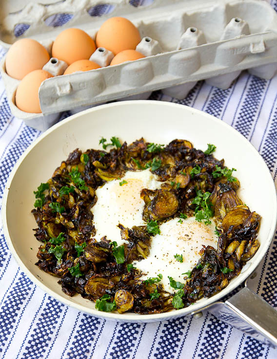 Eggs With Balsamic Brussels Hash