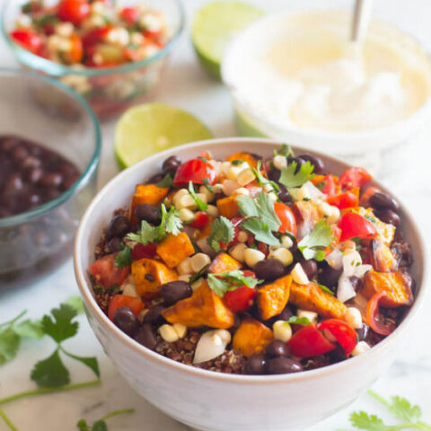 Vegetarian Sweet Potato and Black Bean Burrito Bowl