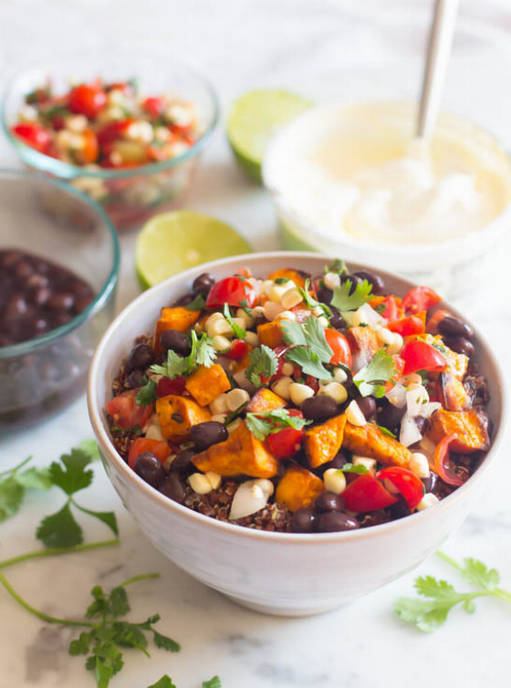 Vegetarian Sweet Potato and Black Bean Burrito Bowl