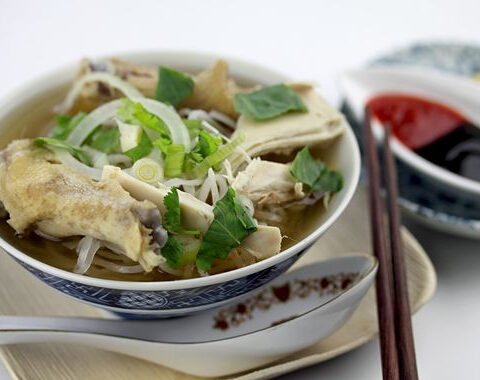 Pho Ga Recipe (Vietnamese Chicken Noodle Soup with Ginger)