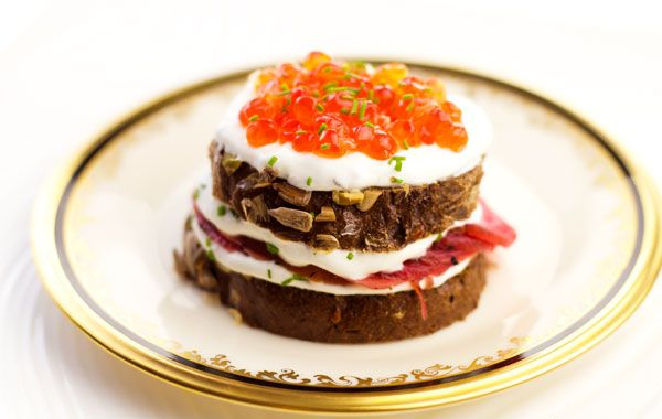 Caviar Tower with Beet Carpaccio