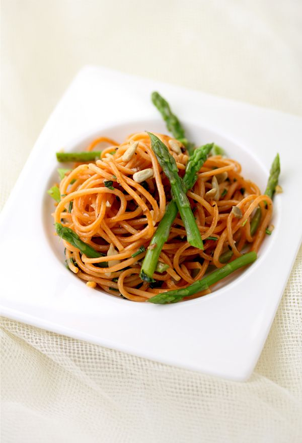 Quinoa Spaghetti with Asparagus (Gluten Free Pasta)