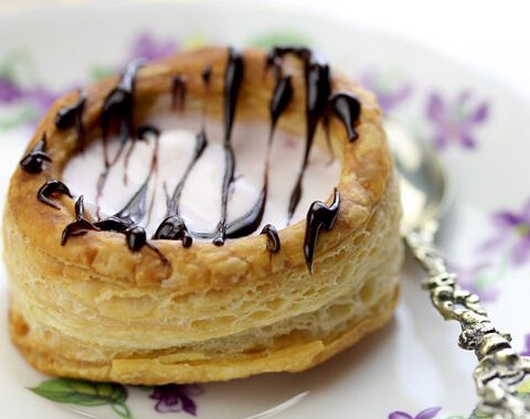 Vol au Vent Filled with Cherry Ice Cream