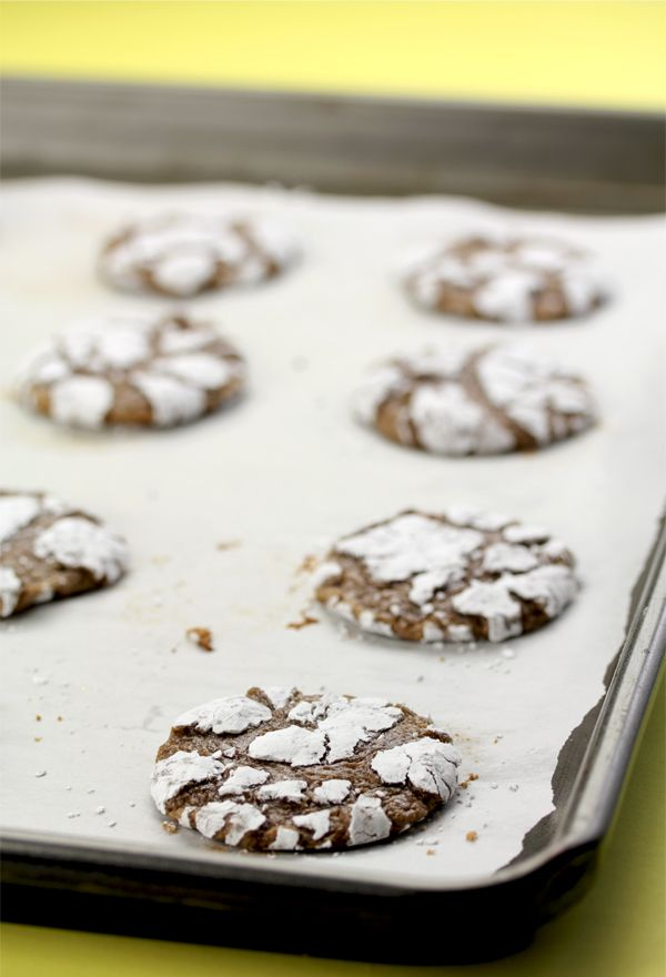 Chocolate Snowflake Crinkle Cookies