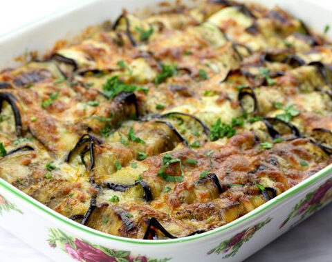 Mushroom Stuffed Eggplant Gratin Recipe