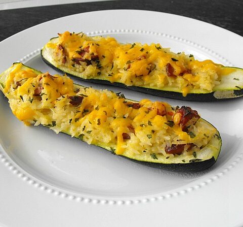 Smoked Sausage Stuffed Zucchini