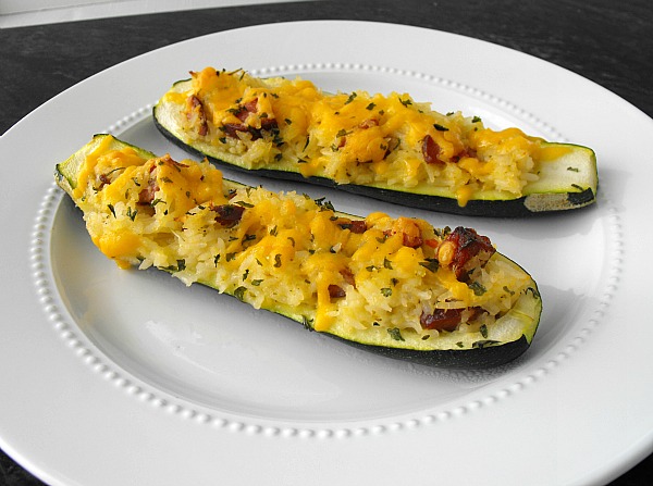 Smoked Sausage Stuffed Zucchini