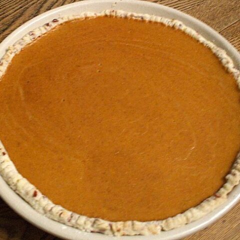 No Bake Pumpkin Pie in a Cranberry Pecan Crust