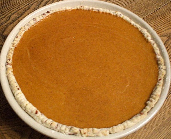 No Bake Pumpkin Pie in a Cranberry Pecan Crust