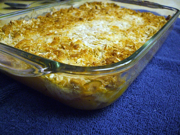 Coconut Macaroon Peach Cobbler