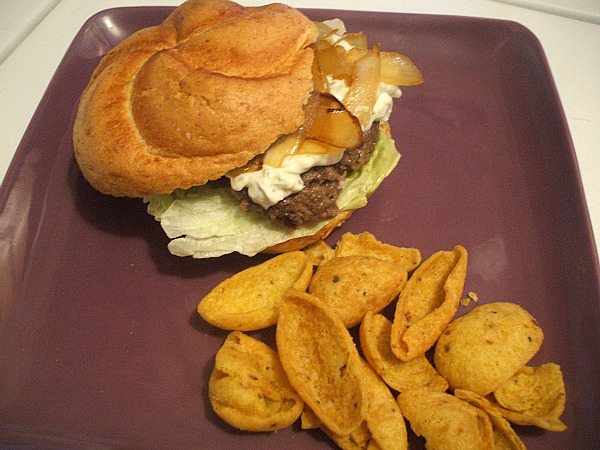 Honey Mustard Burgers with Blue Cheese Mayo