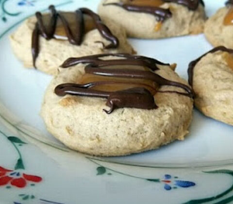 Caramel Thumbprints with Chocolate Glaze