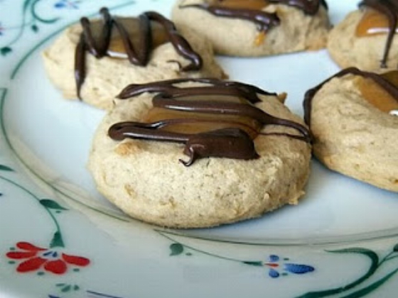 Caramel Thumbprints with Chocolate Glaze