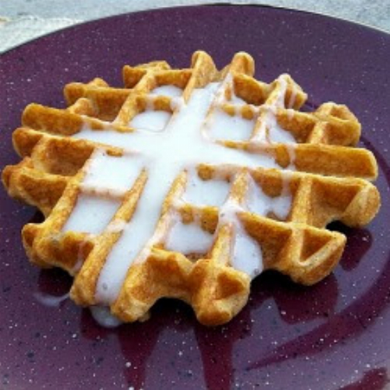 Pumpkin Waffles with Cream Cheese Syrup