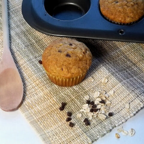 Banana Honey Oat Chocolate Chip Muffins