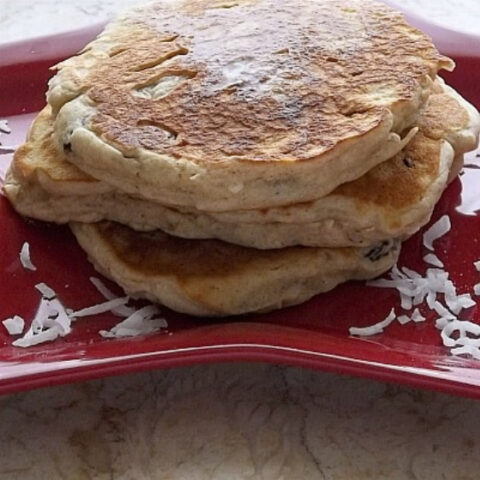 Coconut Rum Raisin Pancakes