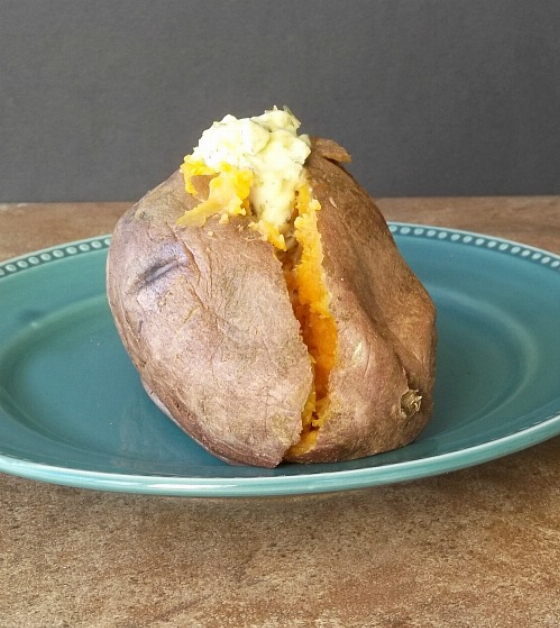 Baked Sweet Potato with Herb Butter