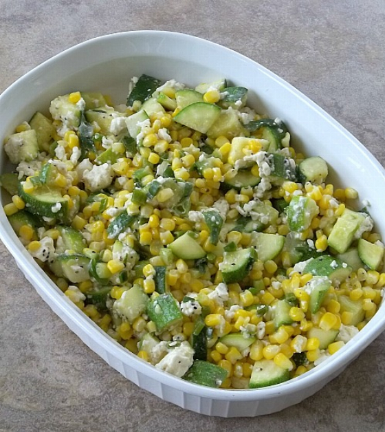 Corn, Zucchini and Feta Bake