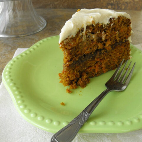 Carrot Layer Cake with Praline Filling and Cinnamon Cream Cheese Frosting