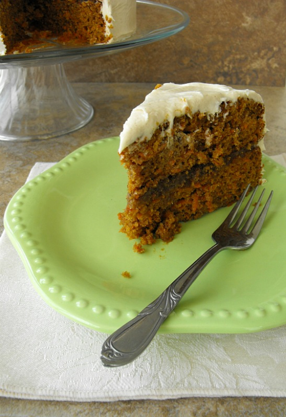 Carrot Layer Cake with Praline Filling and Cinnamon Cream Cheese Frosting