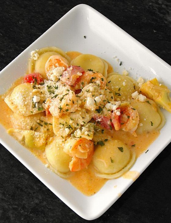 Ravioli with Shrimp and Artichokes